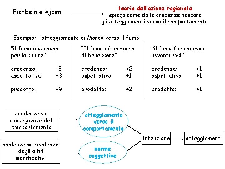 Fishbein e Ajzen teoria dell’azione ragionata spiega come dalle credenze nascano gli atteggiamenti verso