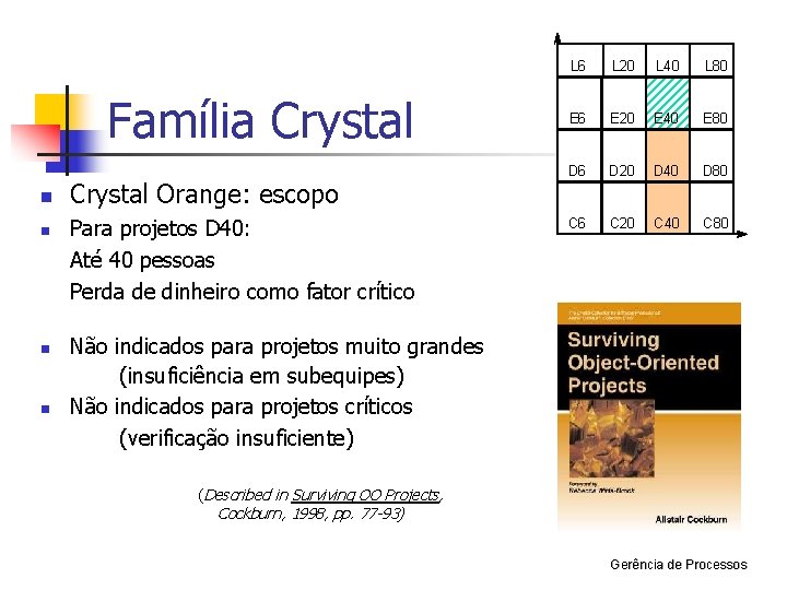 Família Crystal n n Crystal Orange: escopo Para projetos D 40: Até 40 pessoas