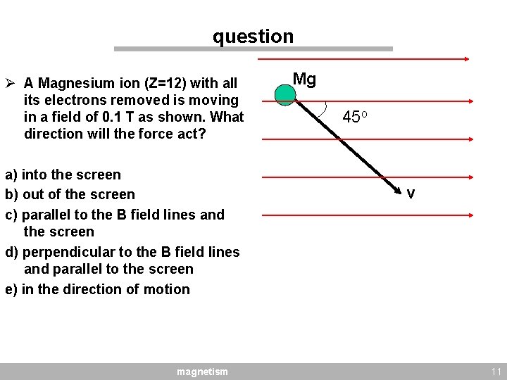 question Ø A Magnesium ion (Z=12) with all its electrons removed is moving in