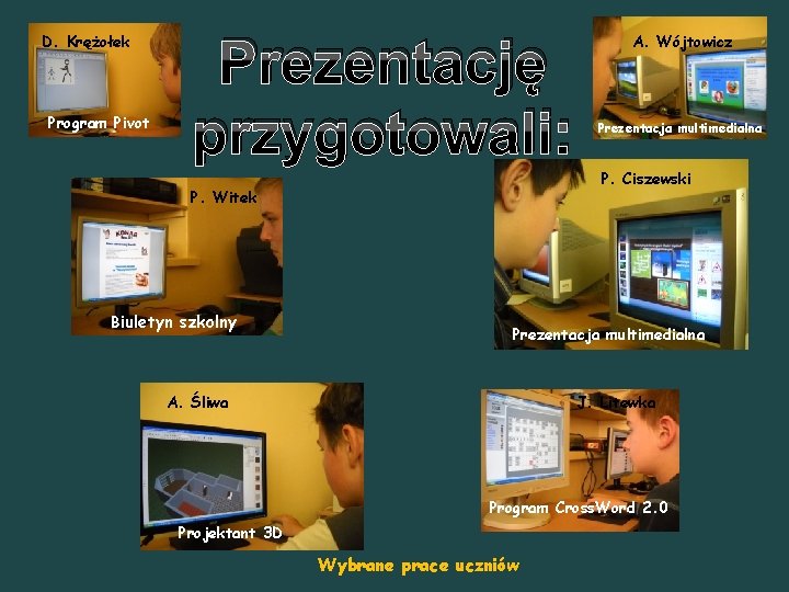 D. Krężołek Program Pivot Prezentację przygotowali: Prezentacja multimedialna P. Ciszewski P. Witek Biuletyn szkolny