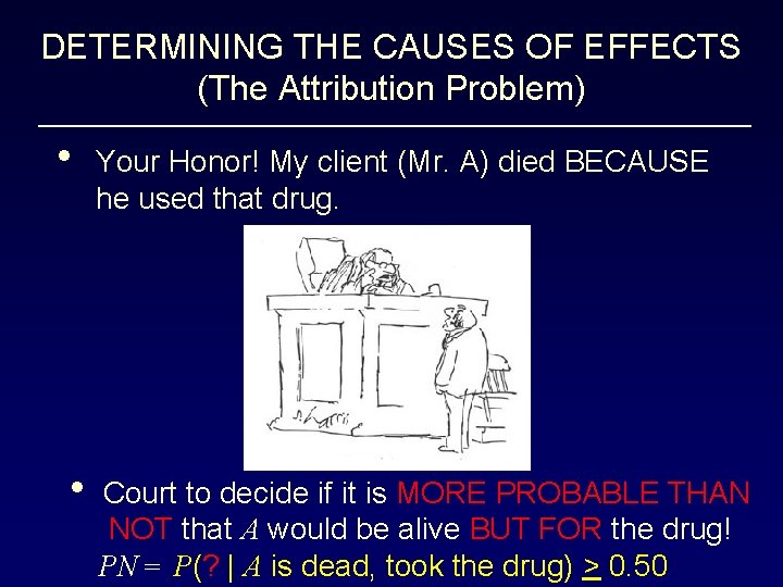 DETERMINING THE CAUSES OF EFFECTS (The Attribution Problem) • Your Honor! My client (Mr.