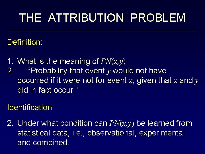 THE ATTRIBUTION PROBLEM Definition: 1. What is the meaning of PN(x, y): 2. “Probability