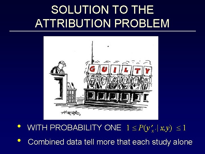 SOLUTION TO THE ATTRIBUTION PROBLEM • WITH PROBABILITY ONE 1 P(y x | x,
