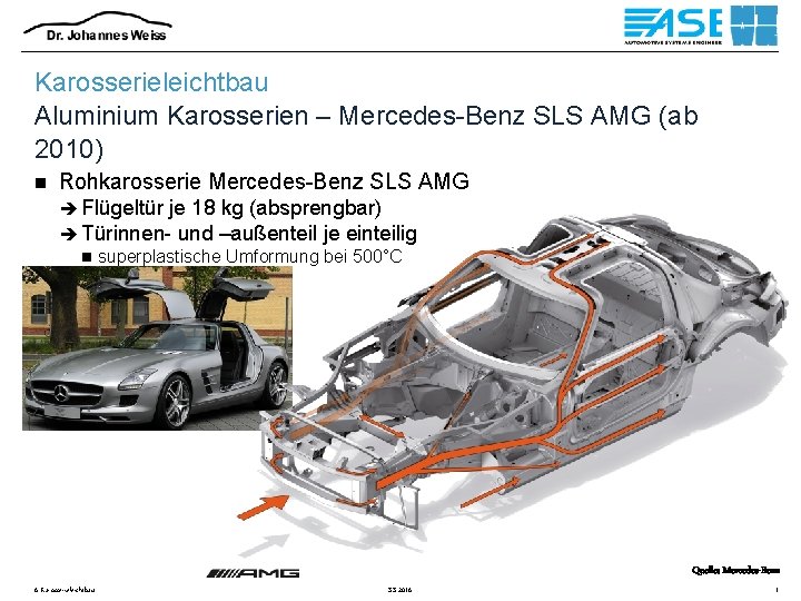 Karosserieleichtbau Aluminium Karosserien – Mercedes-Benz SLS AMG (ab 2010) n Rohkarosserie Mercedes-Benz SLS AMG