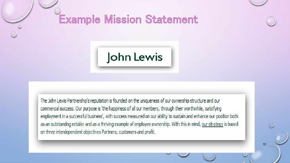 Example Mission Statement 13 