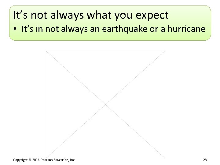 It’s not always what you expect • It’s in not always an earthquake or