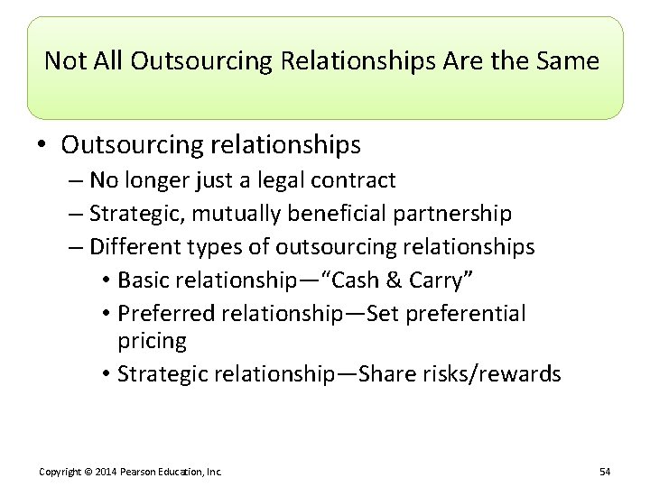 Not All Outsourcing Relationships Are the Same • Outsourcing relationships – No longer just