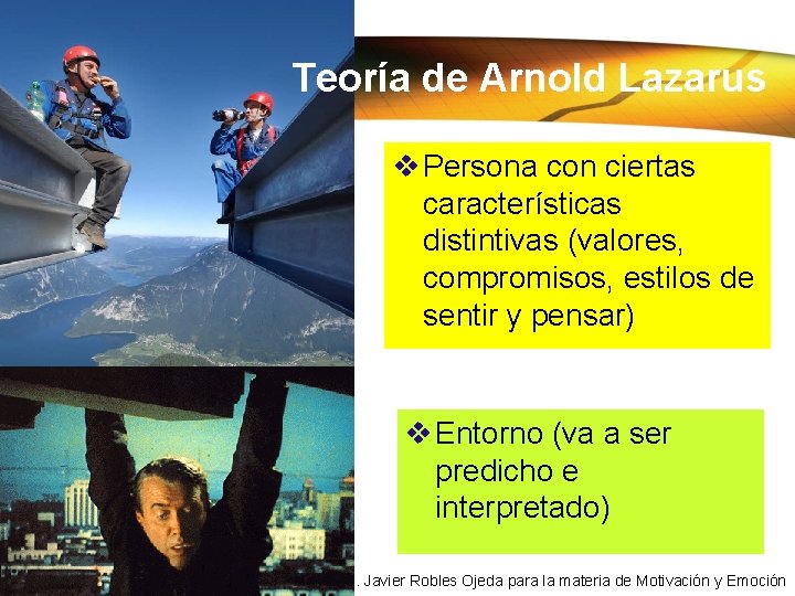 Emocion es Teoría de Arnold Lazarus v Persona con ciertas características distintivas (valores, compromisos, Emocion es Teoría de Arnold Lazarus v Persona con ciertas características distintivas (valores, compromisos,