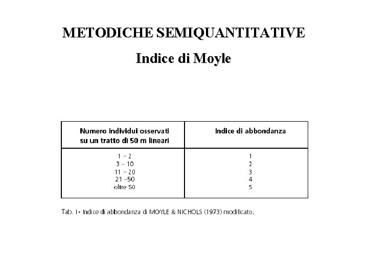 METODICHE SEMIQUANTITATIVE Indice di Moyle 