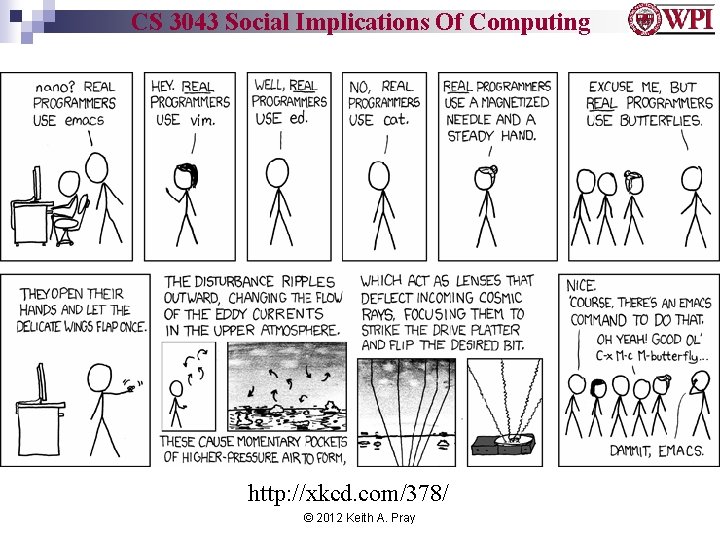 CS 3043 Social Implications Of Computing http: //xkcd. com/378/ © 2012 Keith A. Pray