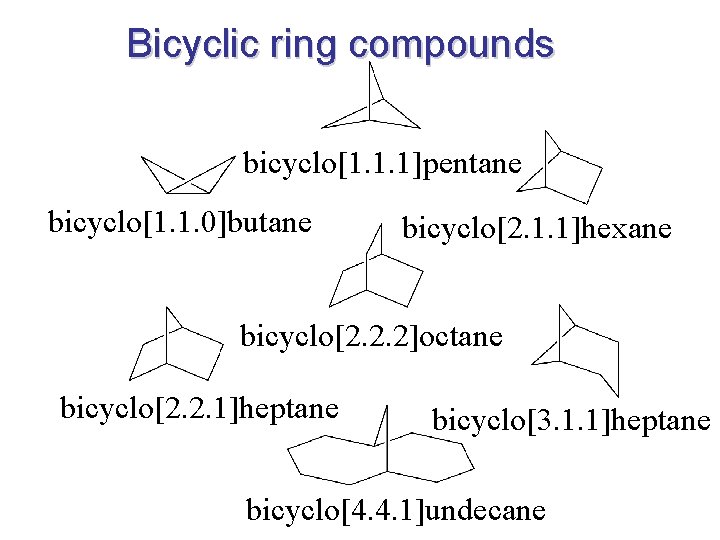 Bicyclic ring compounds bicyclo[1. 1. 1]pentane bicyclo[1. 1. 0]butane bicyclo[2. 1. 1]hexane bicyclo[2. 2.