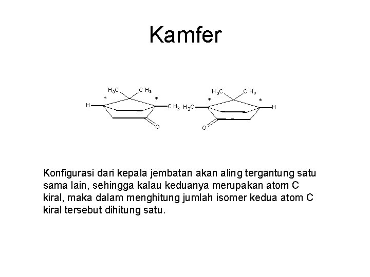 Kamfer H 3 C H * C H 3 C * O * C