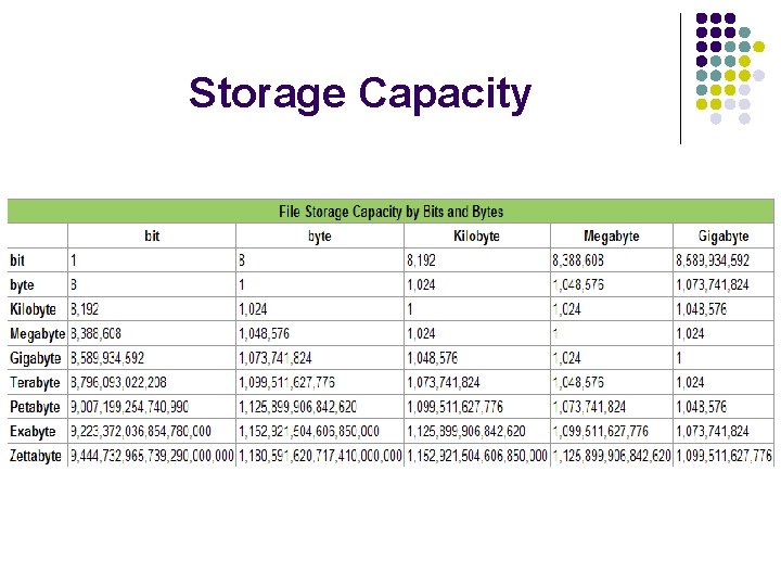 Storage Capacity 