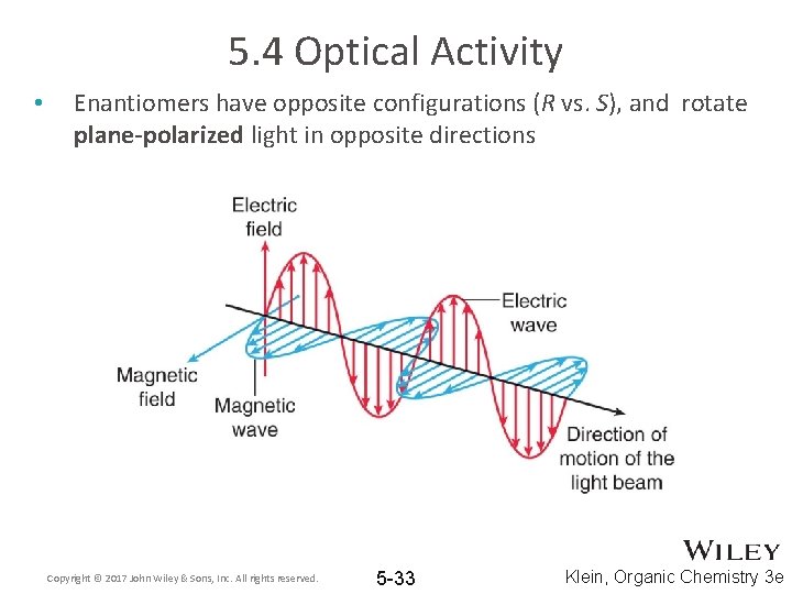 5. 4 Optical Activity • Enantiomers have opposite configurations (R vs. S), and rotate