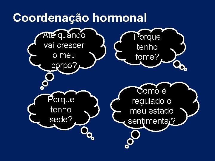 Coordenação hormonal Até quando vai crescer o meu corpo? Porque tenho sede? Porque tenho Coordenação hormonal Até quando vai crescer o meu corpo? Porque tenho sede? Porque tenho