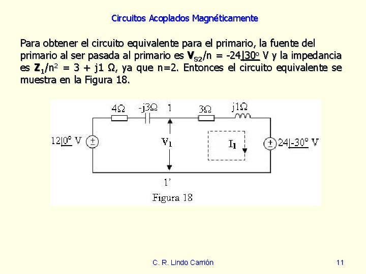 Circuitos Acoplados Magnéticamente Para obtener el circuito equivalente para el primario, la fuente del