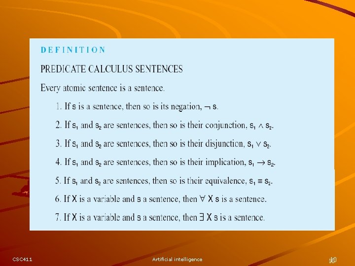 CSC 411 Artificial intelligence 10 10 CSC 411 Artificial intelligence 10 10