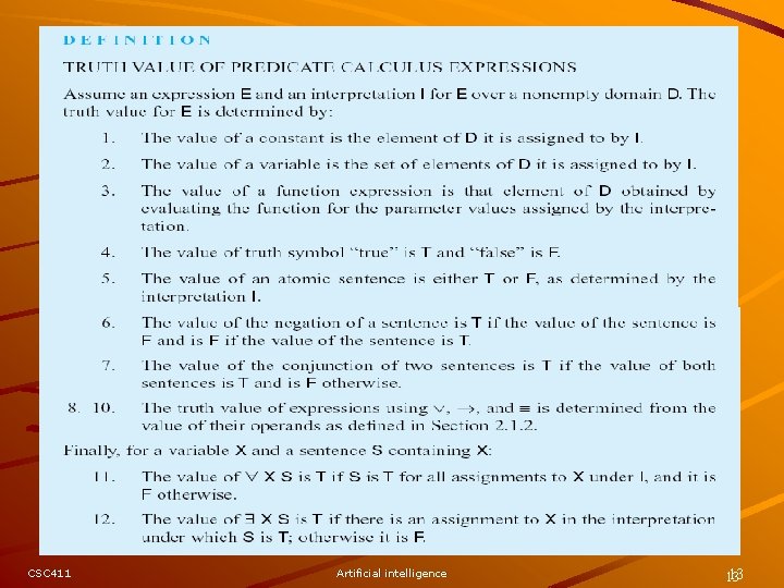 CSC 411 Artificial intelligence 13 13 CSC 411 Artificial intelligence 13 13
