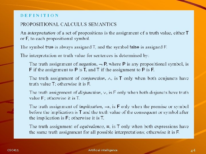 CSC 411 Artificial intelligence 44 CSC 411 Artificial intelligence 44