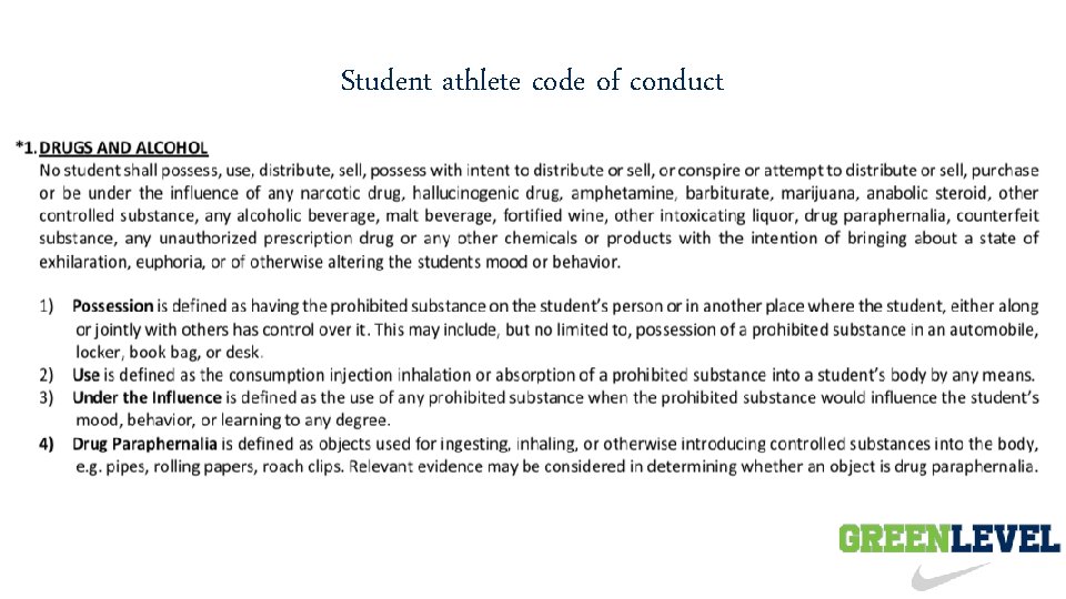 Student athlete code of conduct 