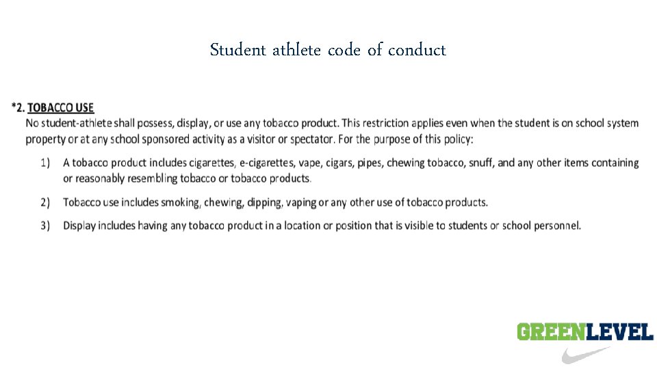 Student athlete code of conduct 