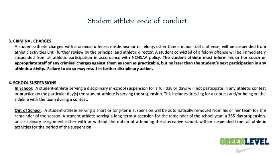 Student athlete code of conduct 