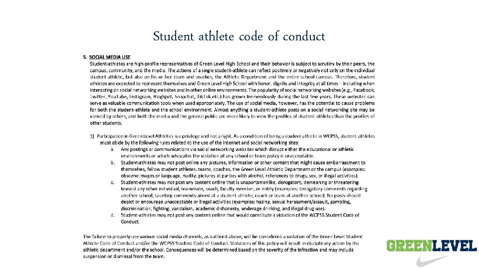 Student athlete code of conduct 