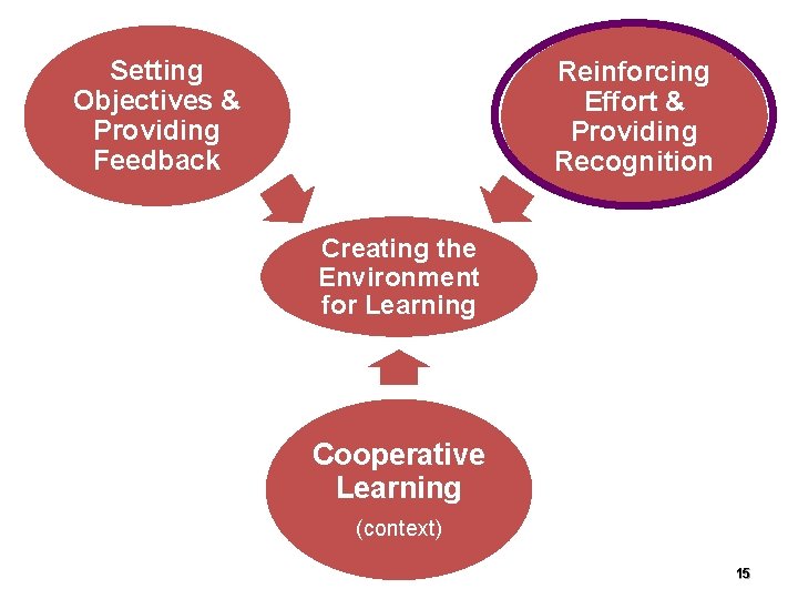 Setting Objectives & Providing Feedback Reinforcing Effort & Providing Recognition Creating the Environment for