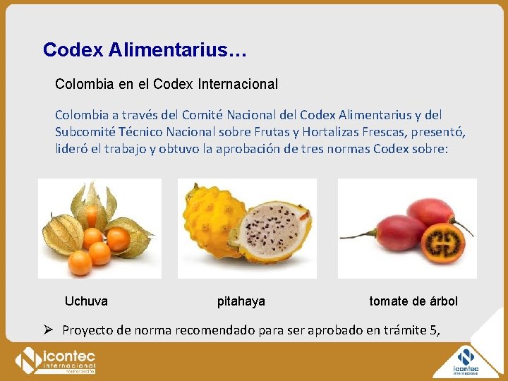 Codex Alimentarius… Colombia en el Codex Internacional Colombia a través del Comité Nacional del