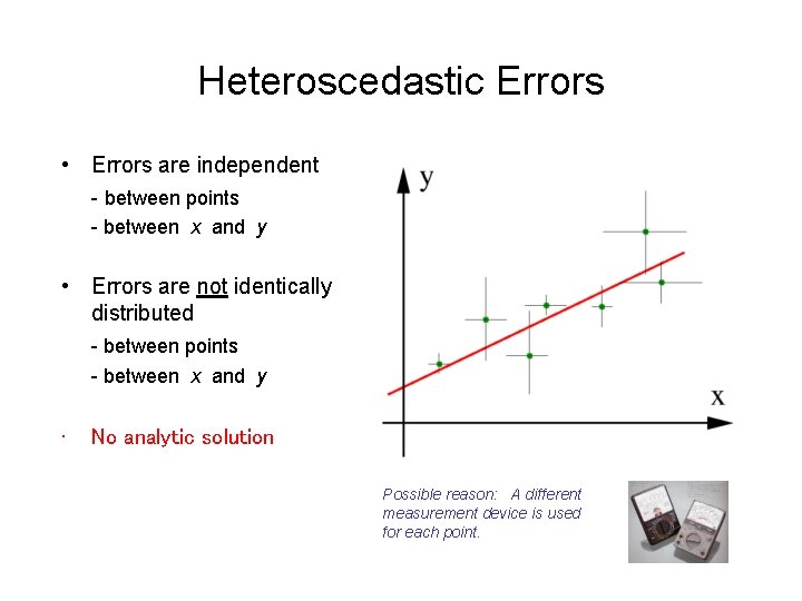 Heteroscedastic Errors • Errors are independent - between points - between x and y