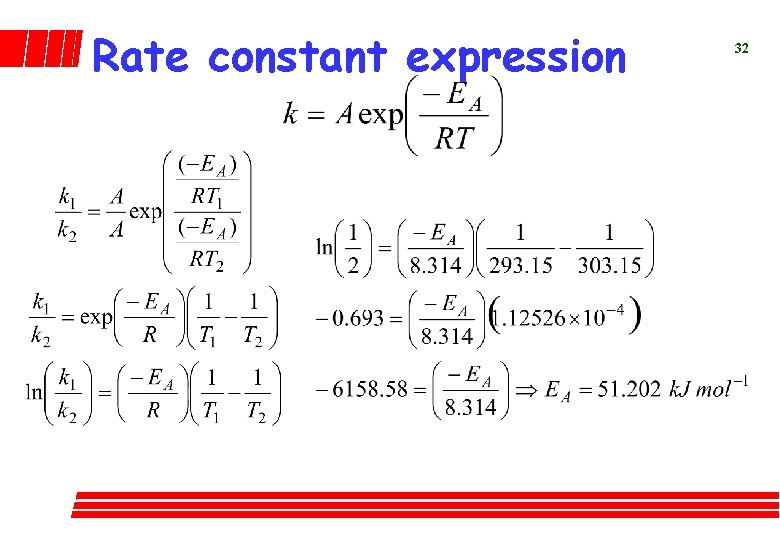 Rate constant expression 32 