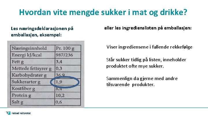 Hvordan vite mengde sukker i mat og drikke? eller les ingredienslisten på emballasjen: Les Hvordan vite mengde sukker i mat og drikke? eller les ingredienslisten på emballasjen: Les