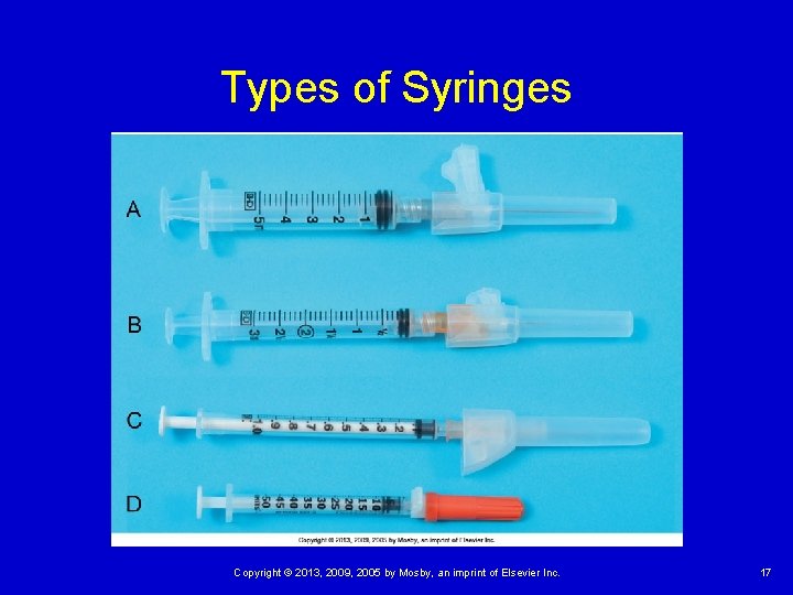 Types of Syringes Copyright © 2013, 2009, 2005 by Mosby, an imprint of Elsevier