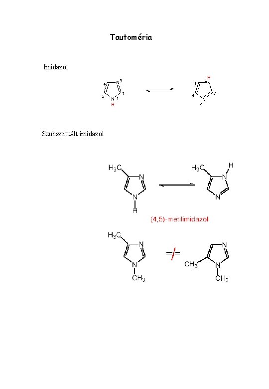 Tautoméria Imidazol 4 5 Szubsztituált imidazol N 3 N 1 H 1 5 2