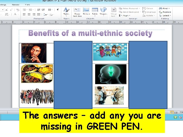 The answers – add any you are missing in GREEN PEN. 