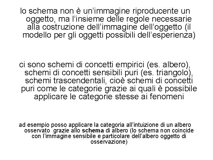 lo schema non è un’immagine riproducente un oggetto, ma l’insieme delle regole necessarie alla