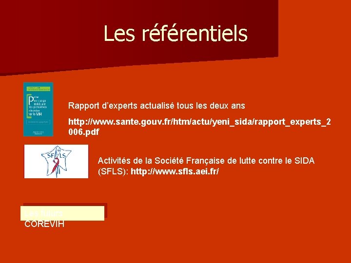 Les référentiels Rapport d’experts actualisé tous les deux ans http: //www. sante. gouv. fr/htm/actu/yeni_sida/rapport_experts_2