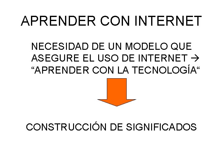 APRENDER CON INTERNET NECESIDAD DE UN MODELO QUE ASEGURE EL USO DE INTERNET “APRENDER