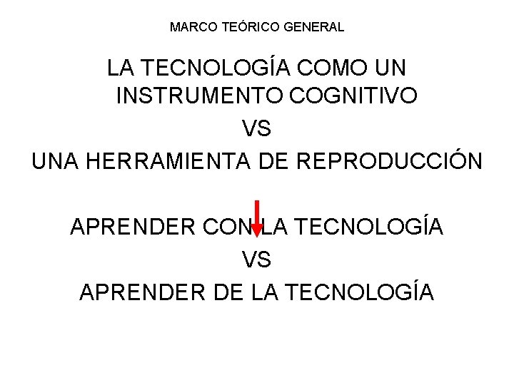 MARCO TEÓRICO GENERAL LA TECNOLOGÍA COMO UN INSTRUMENTO COGNITIVO VS UNA HERRAMIENTA DE REPRODUCCIÓN