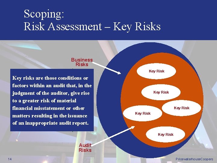 Scoping: Risk Assessment – Key Risks Business Risks Key Risk Key risks are those