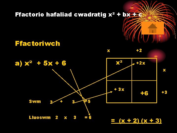 Ffactorio hafaliad cwadratig x² + bx + c Ffactoriwch x a) x² + 5