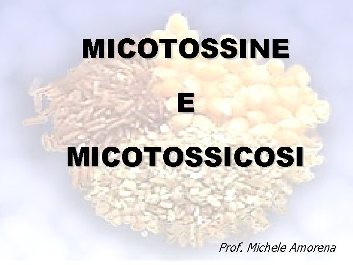 MICOTOSSINE E MICOTOSSICOSI Prof. Michele Amorena 