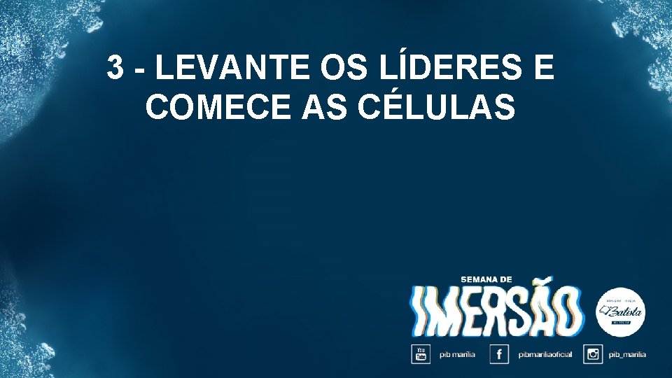3 - LEVANTE OS LÍDERES E COMECE AS CÉLULAS 