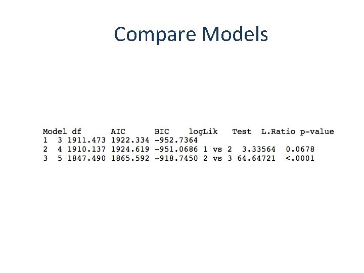 Compare Models 