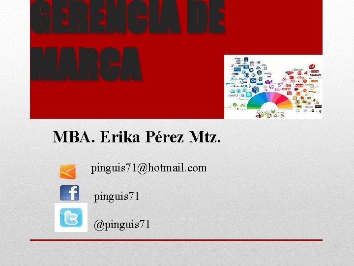 GERENCIA DE MARCA MBA. Erika Pérez Mtz. pinguis 71@hotmail. com pinguis 71 @pinguis 71