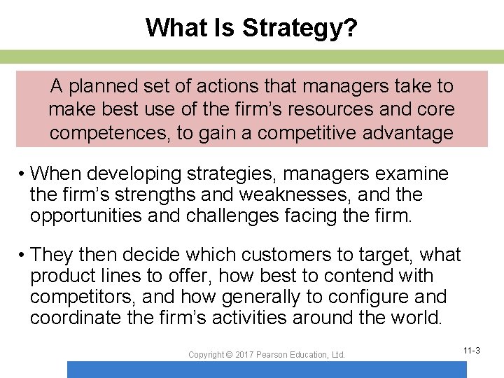 What Is Strategy? A planned set of actions that managers take to make best