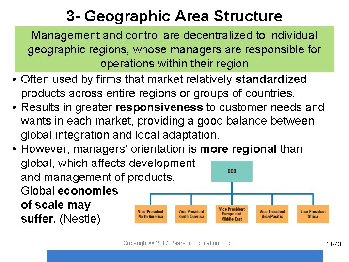 3 - Geographic Area Structure Management and control are decentralized to individual geographic regions,