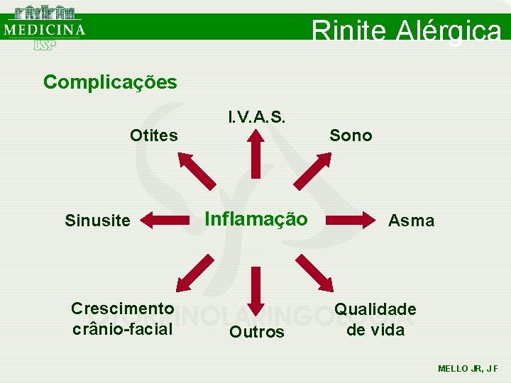 Rinite Alérgica Complicações Otites Sinusite Crescimento crânio-facial I. V. A. S. Inflamação Outros Sono Rinite Alérgica Complicações Otites Sinusite Crescimento crânio-facial I. V. A. S. Inflamação Outros Sono