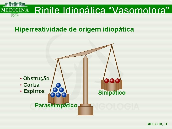 Rinite Idiopática “Vasomotora” Hiperreatividade de origem idiopática • Obstrução • Coriza • Espirros Simpático Rinite Idiopática “Vasomotora” Hiperreatividade de origem idiopática • Obstrução • Coriza • Espirros Simpático