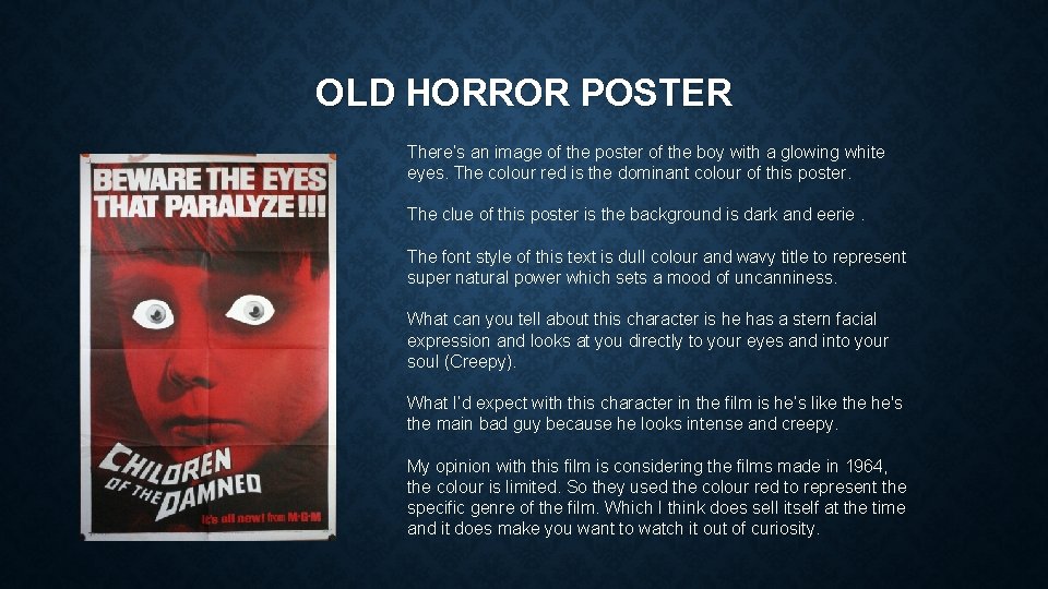 OLD HORROR POSTER There’s an image of the poster of the boy with a